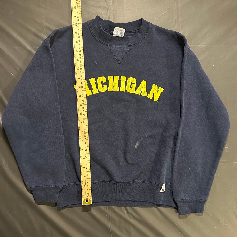 Vintage Russell Athletic Michigan Sweatshirt Youth L USA Navy Blue Wolverines